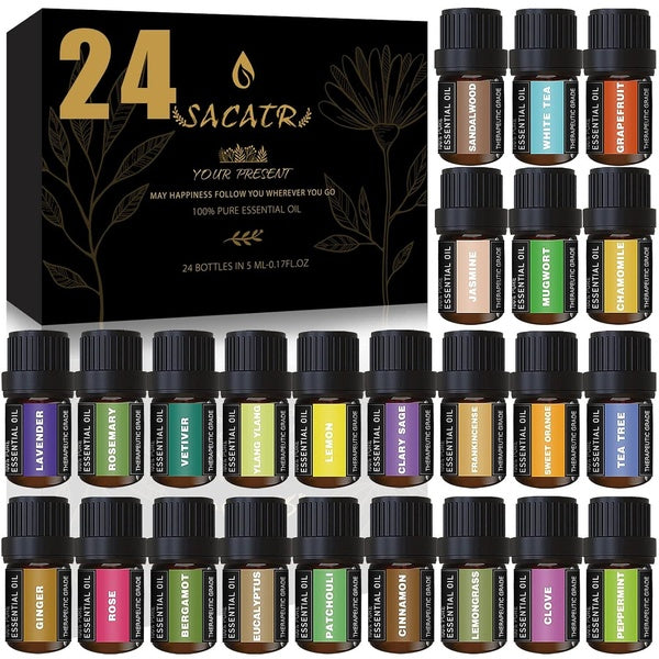 24 Bottons Essential Oil Set, Premium Scented Fragrance Oils For Soap, Candle Bath Bombs Making (5Ml-0.17Oz)