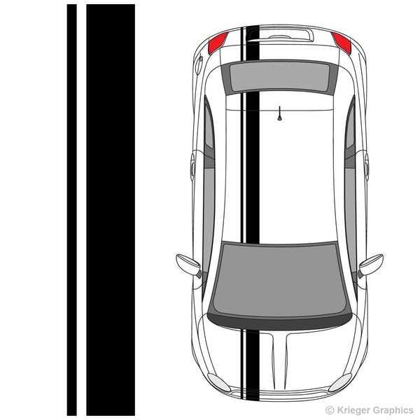 Fiat 500 Single Offset Rally Racing Stripes 3M Vinyl Stripe Decals