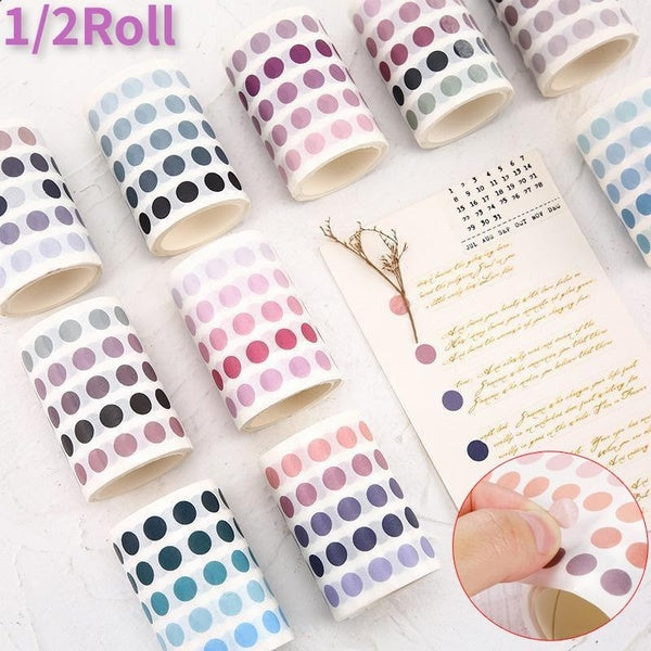 Ruban adhésif Washi de masquage 1250 points-2500 points, ruban adhésif décoratif rond, matériel de Scrapbooking, étiquette autocollante, papeterie po