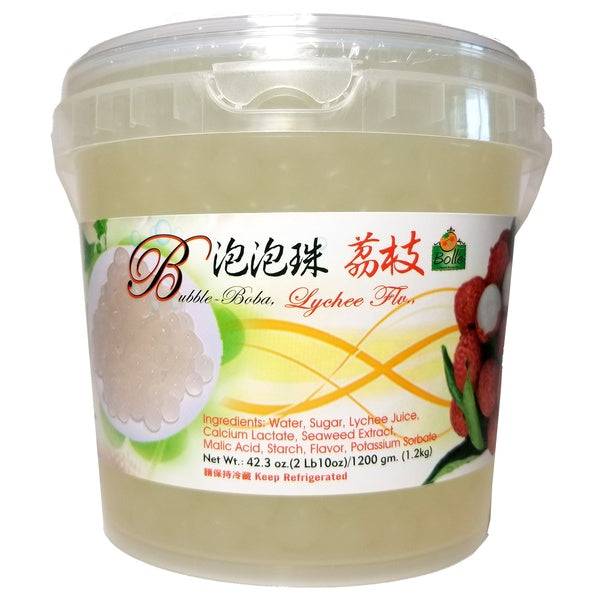Bolle LYCHEE Popping Bursting Boba Pearls 2 livres. 1 once. - 33,5 oz. avec 1 mini aimant Bubble Tea gratuit