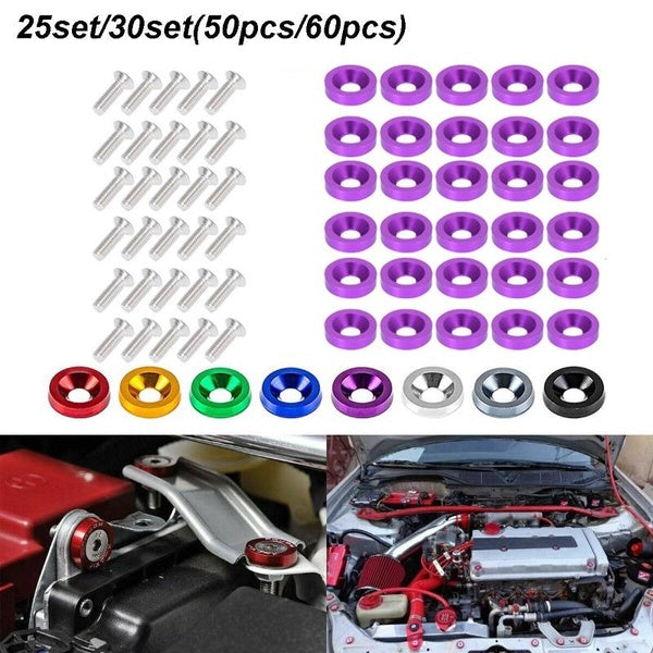25-30set(50-60pcs) Aluminum M6 Car Styling Modification Fender Bumper Washer License Plate Bolts Car Decoration