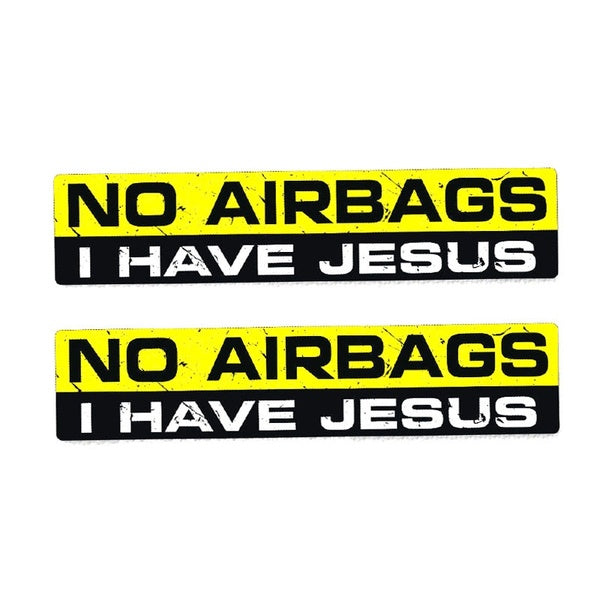 2X 15CM*3CM Funny NO AIRBAGS I HAVE JESUS Interesting Car Sticker Decal 12-0033