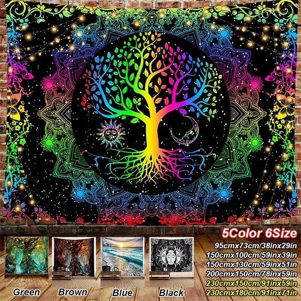 Tapisserie murale Art soleil et lune tapisserie soleil brûlant avec étoile tapisserie psychédélique tapisserie noir et blanc mystique tapisserie tent