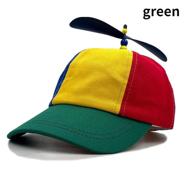 new 5-12 Years Children Hat Bamboo dragonfly decorate Baseball cap Kids cotton snapback Fashion hat Hip Hop Boys girl Color splicing propeller