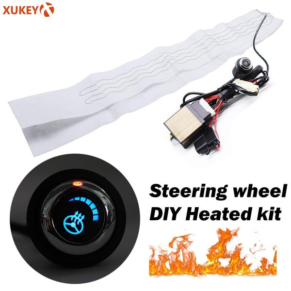 XUKEY 130cm Universal Car Heated Steering Wheel Cover Heater DIY Kit Pad Winter 6 level Switch Adjustable Hand Warmer 12V Accessories