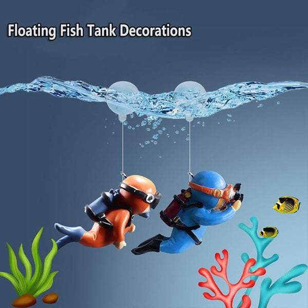 Floating Diver Fish Tank Decorations Cute Resin Frogman Fish Tank Ornament Lovely Diver Fish Tank Decor for All Kinds of Fish