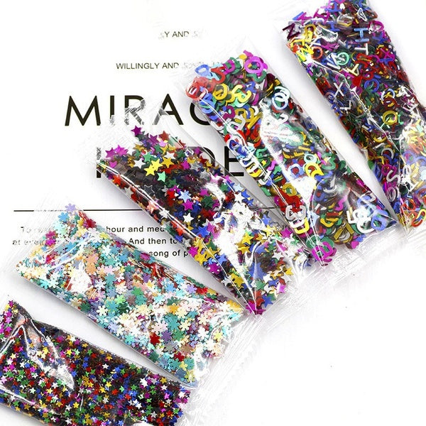 5 Bag Mixed Letter Star Shinning Glitters Sequin for Diy Uv Resin Mold Craft Filling Material Silicone Mold
