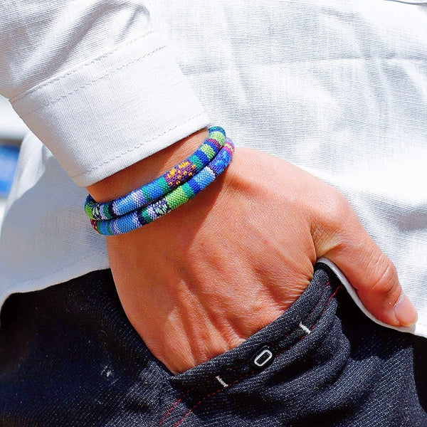 Ethnique Farbic Corde Bracelet Magnétique Simple Boho À La Main Double Couche Chaîne Braclet Pour Hommes Coton Charme Bijoux Pulseras