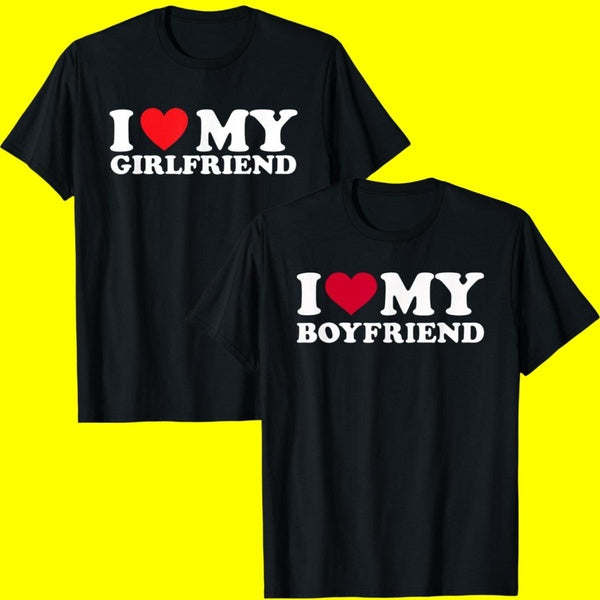 Chemises de couple T-shirt J'aime mon petit ami, T-shirt J'aime ma petite amie Chemise I Heart My Girlfriend Chemise I Heart My Boyfriend Chemise drô