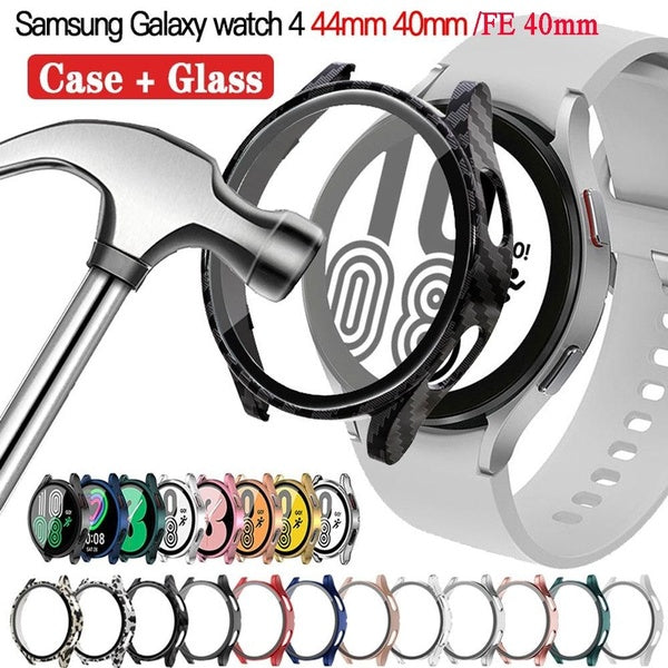 PC Case + tempered glass for samsung Galaxy watch 4 44mm 40mm FE 40mm all-around Anti-fall bumper cover+Screen protector for Galaxy watch4 44mm 40mm