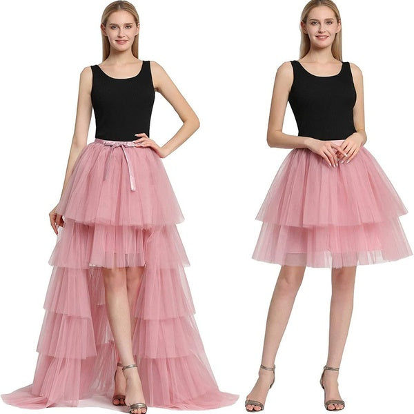 Jupe tutu en tulle à volants longs pour femmes Jupe amovible en deux parties pour la fête de mariage