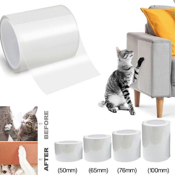 Anti Cat Scratch Tape, Cat Training Tape, Transparent Clear Double Sided Cat Scratch Deterrent Tape, Furniture Protector for Couch, Carpet, Doors, Pe