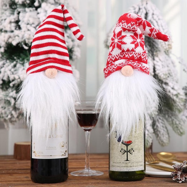 1PCS Christmas Wine Bottle Toppers Decorative Gnome Faceless Doll Wine Bottle Topper Cover for Home Holiday Christmas Decoration Wine Bottle Cover