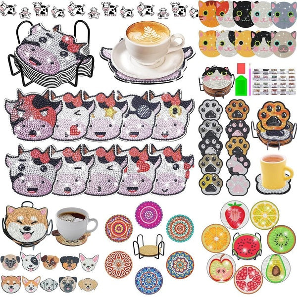 10 Style 5D Diamond Painting Wooden Coaster DIY Crafts Exquisite Coasters Home Decoration @#A11