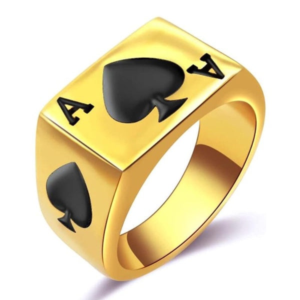 Trendy Metal Golded Plated Spade A Rings for Men Gothic Fashion Accessories Matron Inn