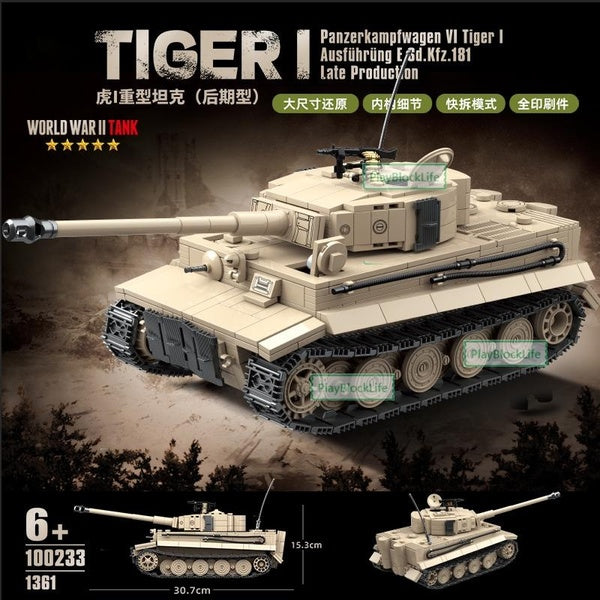 WW2 Military Classic Model Tiger Type I Heavy Tank (Later Type) Collection Model Building Blocks Bricks Toys Gifts