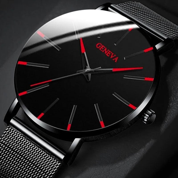 Montre minimaliste pour hommes, Ultra fine, bleue, en acier inoxydable, avec ceinture en maille, Business, montre-bracelet à Quartz décontractée