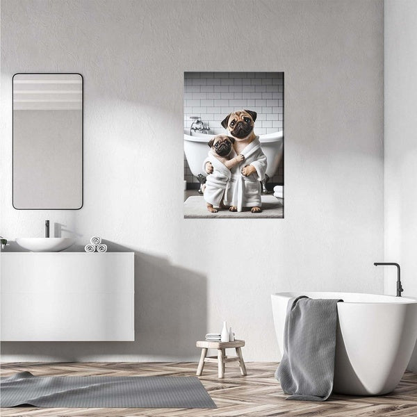 Pug Bathroom Wall Art Pug Gifts Cute Animal Art Funny Bathroom Wall Decor Toilet Animal Poster Prints Modern Home Decor Farmhouse Wall Decor Bathroom