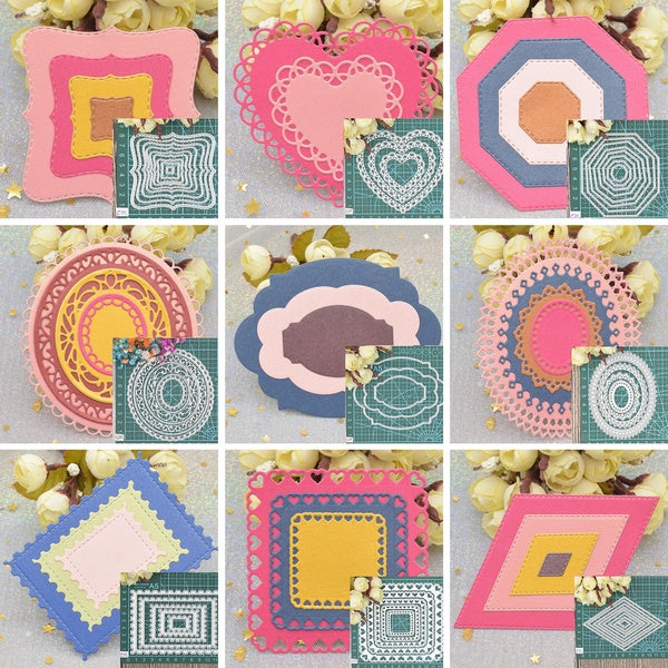 Irregular Background Frame Cutting Dies Circle Oval Square Metal Stencil DIY Scrapbooking Card Paper Embossing Dies