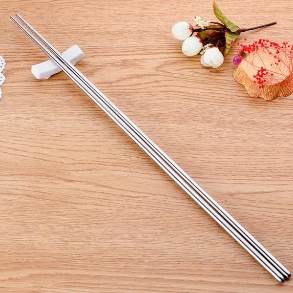 1PAIR 304 stainless steel chopsticks tableware korean household metal alloy round chopsticks KV 094
