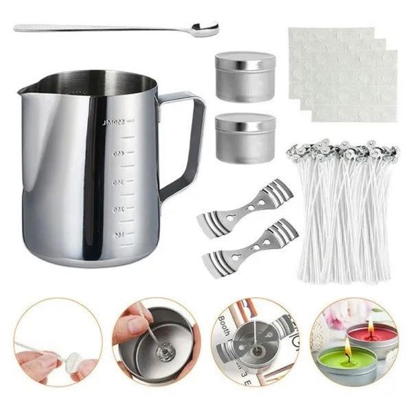 Candle Making Kit Supplies,DIY Candles Craft Tools,Includ Candle Box,Candle Wicks,Wick Holder,Dots Wick Double Stickers