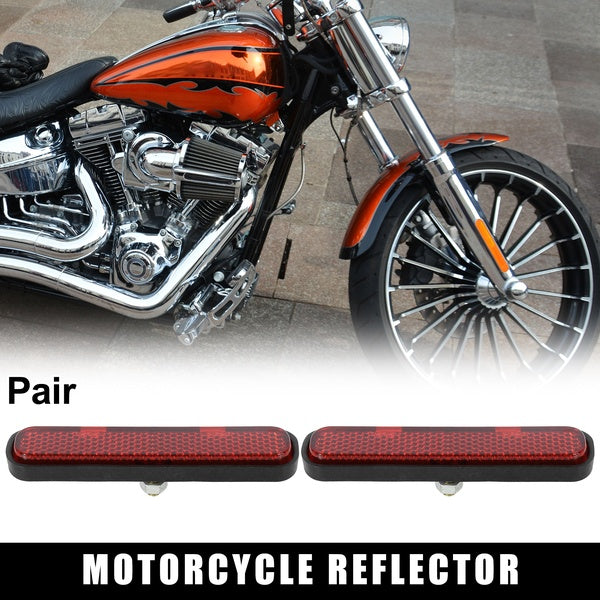 Pair M5x0.8 Red Plastic Oval Universal Screw Mount Reflective Warning Reflector for Motorcycle Bike