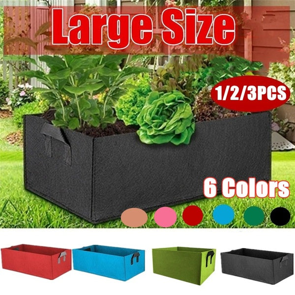 3-2-1PCS Fabric Raised Garden Bed,Square Garden Flower Grow Bag Vegetable Planting Bag Planter Pot with Handles for Plants,Flowers,Vegetables (3 Size