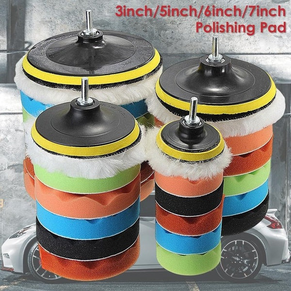 7pcs Buffing Pad 3-5-6-7 inch Car Sponge Polishing Pad Kit with Drill Buffer Polisher Attachment Car Wax Kit Drill Polishing Kit