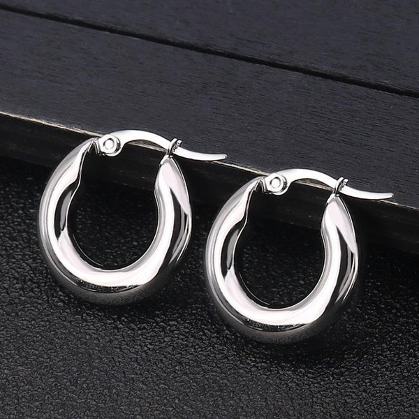 Trendy Ladies Hypoallergenic Titanium Steel Hoop Earrings Daily Casual Fashion Accessories Matron Inn