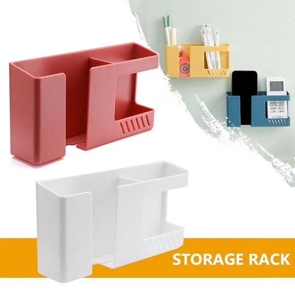 2PCS Multifunctional Wall Mounted Organizer Storage Box Punch-free Mobile Phone Remote Control Holders Home Container Rack