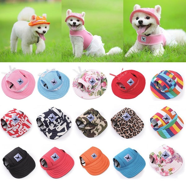 Lovely Pet Dog Cat Sunhat Mesh Canvas Visor Cap for Dogs Puppy Baseball Caps Sun Portective Princess Sunshade Hat S-XL
