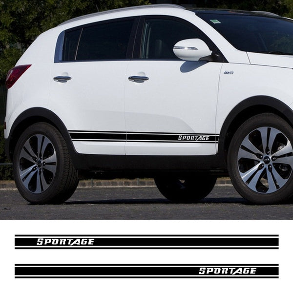 2PCS-Lot Racing Auto Door Side Skirt Stripes Decals Stickers Car Vinyl Graphics Body Decor For Kia Sportage 3 4 QL Accessories
