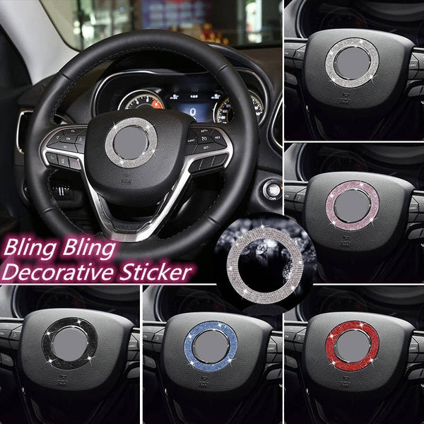 5 Colors Bling Interior Accessory Decoration Sticker Decal Only Compatible with Jeep Steering Wheel