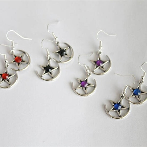 Pentagram Moon Earrings Witchy Goddess Pagan Druid Witchcraft Supplies Fashion Classical Handmade Halloween Jewellery Women Gift