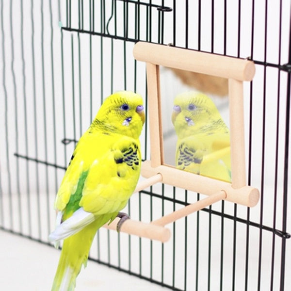 Bird Mirror With Perch, Bird Perch Mirror Toy Stand Bird Toy For Parrot Parakeets Cockatiels Cage