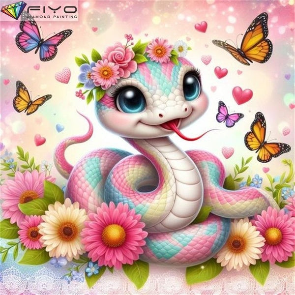 FIYO Butterfly Snake DIY 5D Diamond Painting Full Drill with Number Kits Home and Kitchen Fashion Mosaic Diamond Painting Canvas Wall Decoration Gift