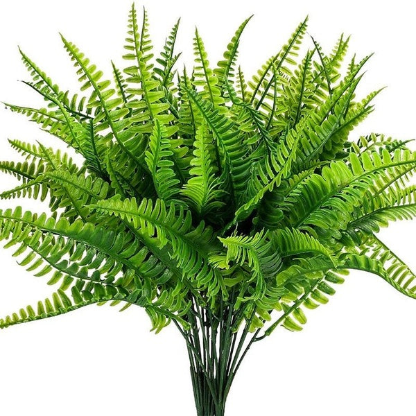 1-8pcs Artificial Ferns,Indoor and Outdoor UV Resistant Not Fade Fake Persian Fern Plastic Plants Realistic Plastic Greenery for Wedding Home Garden