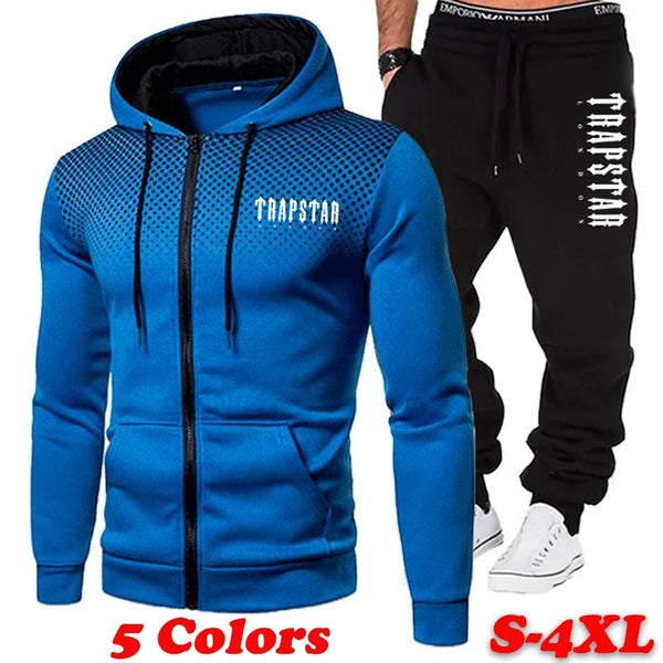Autumn Winter Sports Wear for Men Brand Printed Gradient Tracksuit Men Zipper Hoodie-sweatshirts and Sweatpants Warm 2 Piece Outfit Outdoor Sports Jo
