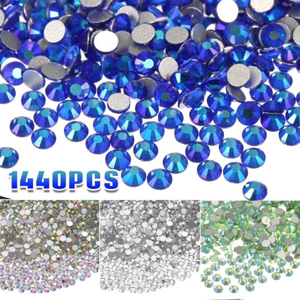 1440pcs-pack Glitter Rhinestones Crystal AB Non Hot Fix FlatBack Strass Sewing & Fabric Garment Rhinestone Nail Art Stone High-Quality Diy Craft