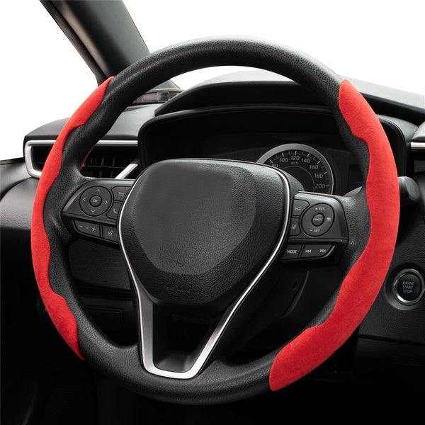 2PCS Universal Car Steering Wheel Cover Suede Leather 38cm 15'' Steering Wheel Booster Anti-skid Car Decoration Accessories