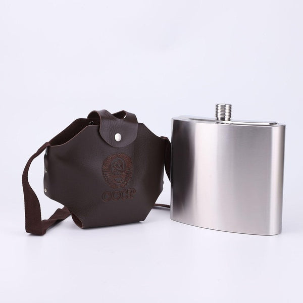 1PC 18OZ 304 Stainless steel PU Leather Hip Flask Faux Leather Wrapped Flagon Wine Pot Keep Warm Portable Stainless Steel Hip Flask Flagon Whiskey Wi