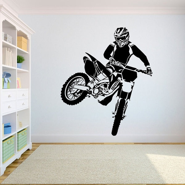 Wall Decal Motocross Dirt Bike Sticker Bedroom Sport Motorcycle Boys Teenager Room Posters Decoration Garage Mural