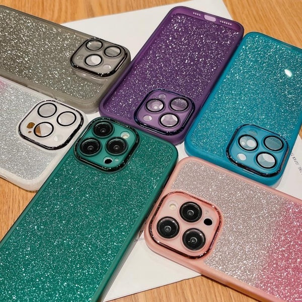 Glitter Phone Case For iPhone 11 12 13 14 15 16 Pro Max Xs Max Xr 7 8 Plus SE 2022 Lens Protetcor Soft Cover