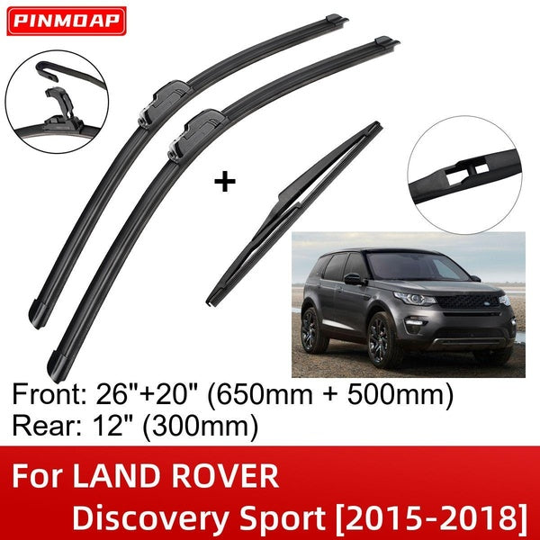 Car Wiper Blades For LAND ROVER Discovery Sport 2015-2018 26" 20" 12" Front Rear Wiper Blades Brushes Cutter Accessories 2015 2016 2017 2018