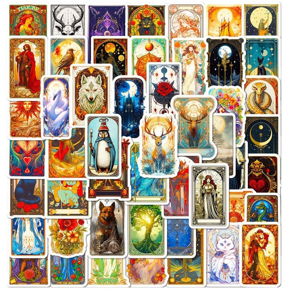 10-50pcs Fantasy Tarot Stickers Tarot Card Art graffiti Stickers for DIY Luggage Laptop Skateboard Motorcycle Bicycle Sticke