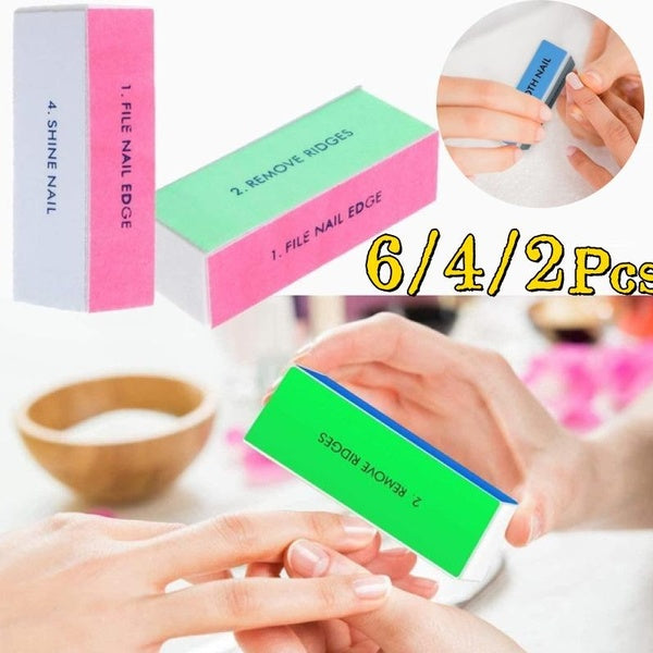 2-4-6 Pcs Nail File Block Sanding Buffer Polishing File Professional 4 Sided Way Nail File Salon Manicure Nail Art Tips Tools