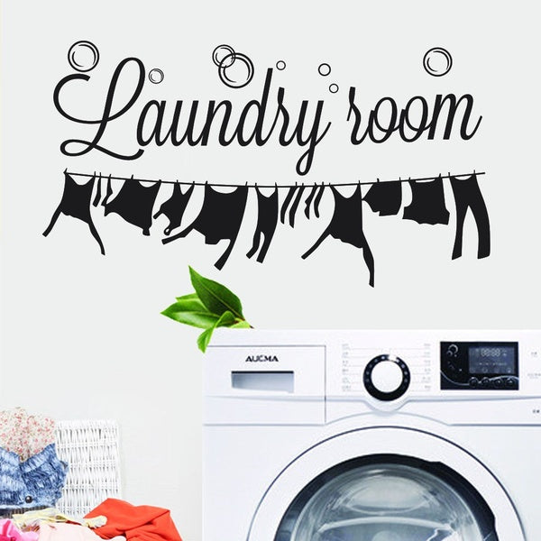 Laundry Room Wall Sticker Home Decor Decal Bedroom Washing Machine Vinyl Art Mural Washing Machine decoracion