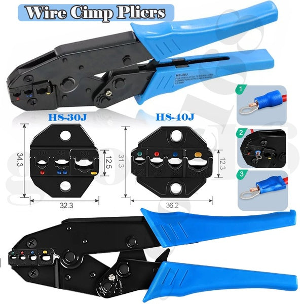 HS-30J-HS-40J Crimp Pliers Self Adjusting Ratcheting Crimping Pliers Cable Wire Cutter Plier Crimper Stripper Hand Tool Range 0.25-6mm² 24-10AWG