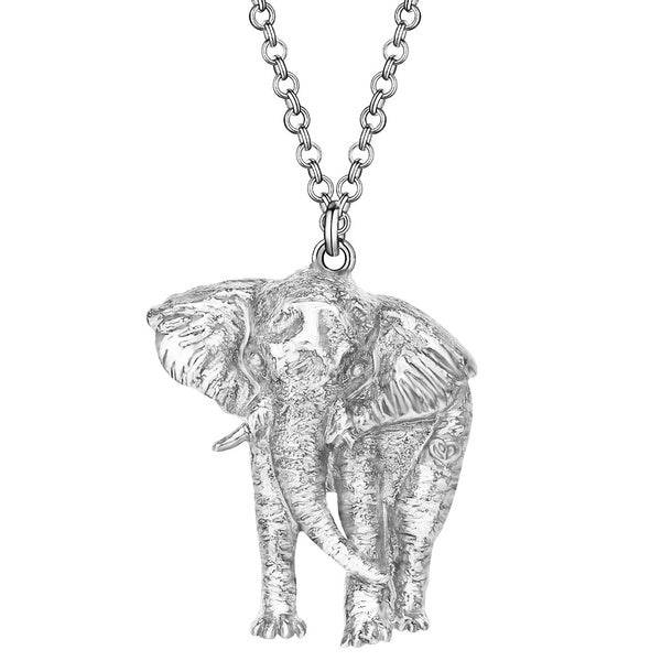 Antique Silver Plated Jungle Elephant Necklace Animal Pendant Jewelry for Women Teens Trendy Charms Gifts Accessories