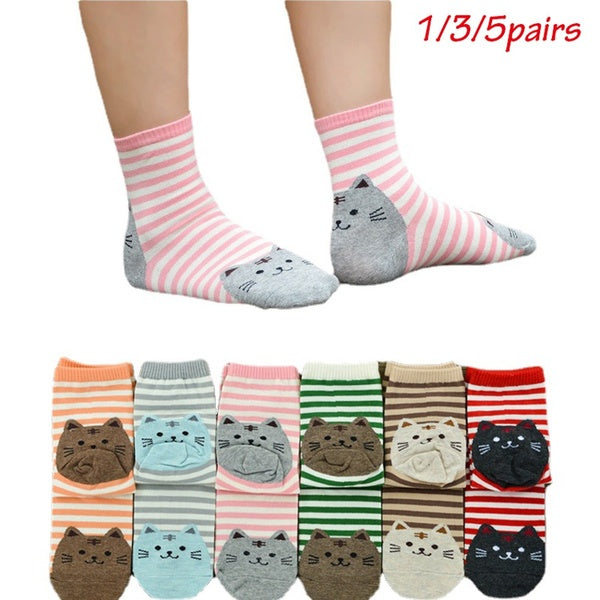 Women's Long Socks Cute Crazy Animal Cat-Dog-Owl Art Pattern Knitted Casual Socks-Suitable for Gifts